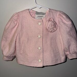 Janie and Jack Light Pink Tweed Flower Accent Jacket